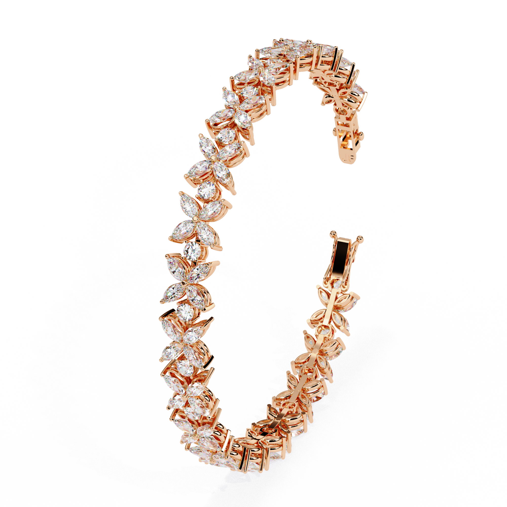 Solitairekart 6.25ct Marquise Floral Lab Grown Diamond Tennis Bracelet